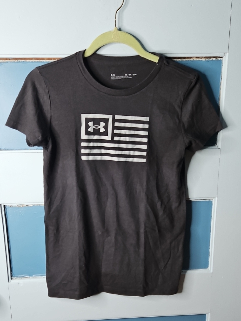 Under Armour Black Tee with White Flag Logo XS